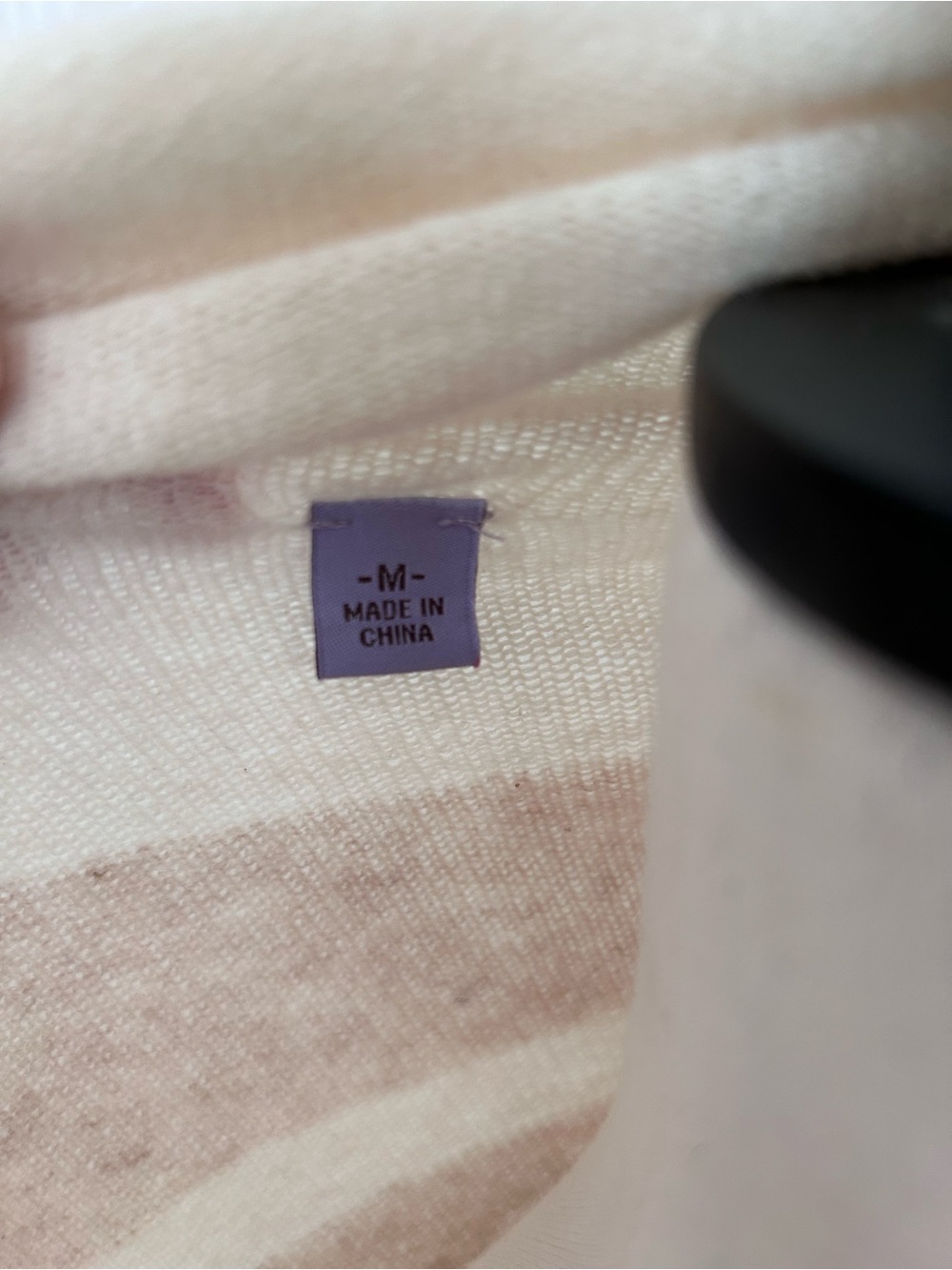 Cullen 100% Cashmere Cream & Tan Open Front Knit Draped Sweater Poncho Medium - Picture 7 of 7